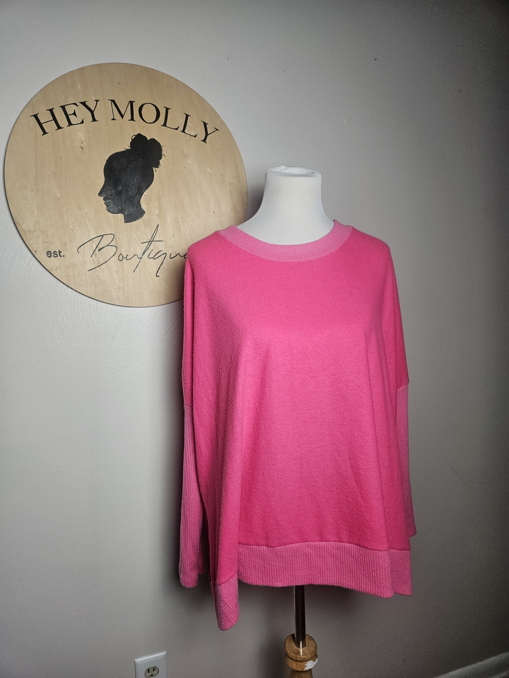 white birch Hot Pink Crewneck Sweater